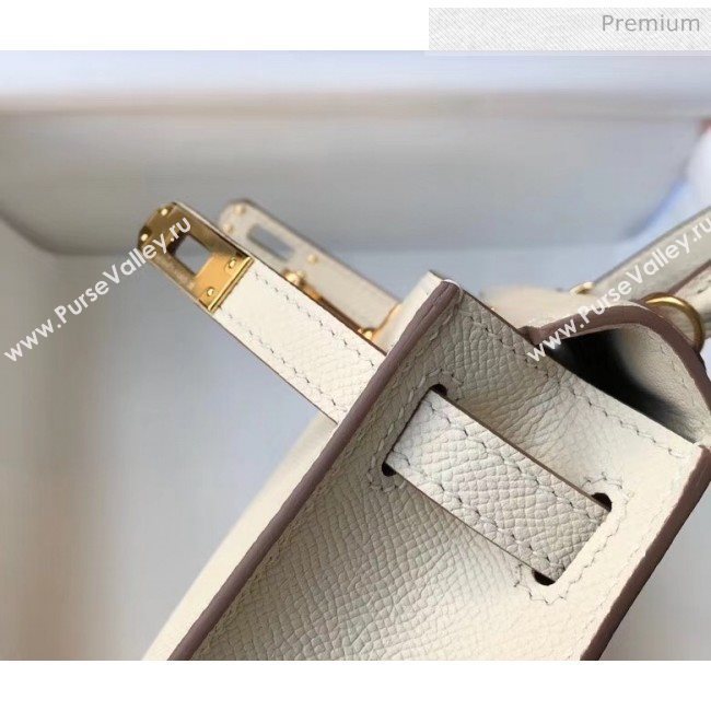 Hermes Mini Kelly II Handbag in Original Epsom Leather Off-White(Gold Hardware) (FL-20043012)