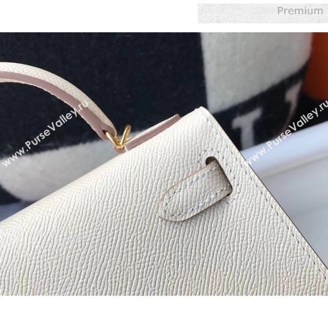 Hermes Mini Kelly II Handbag in Original Epsom Leather Off-White(Gold Hardware) (FL-20043012)