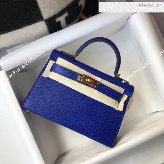 Hermes Mini Kelly II Handbag in Original Epsom Leather Electric Blue (Gold Hardware) (FL-20043013)