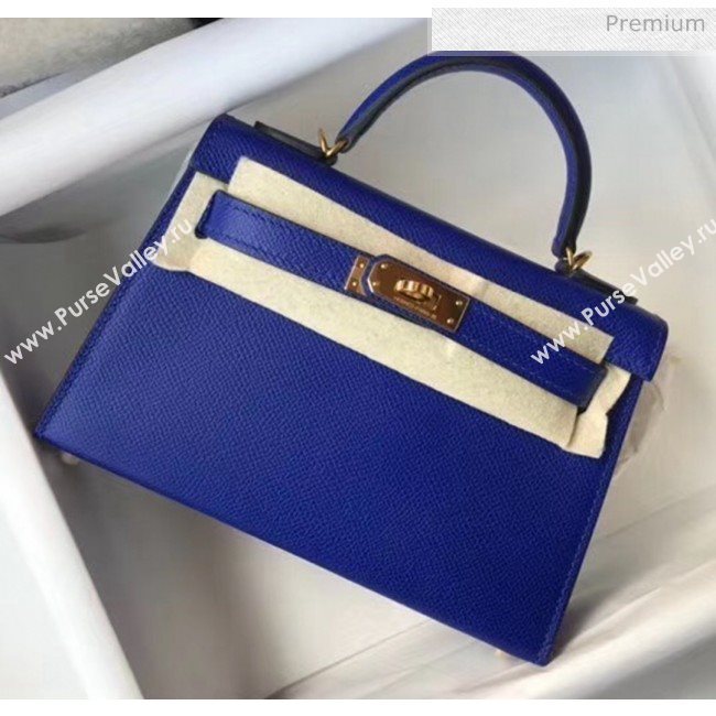 Hermes Mini Kelly II Handbag in Original Epsom Leather Electric Blue (Gold Hardware) (FL-20043013)