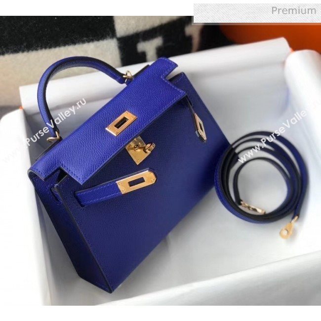 Hermes Mini Kelly II Handbag in Original Epsom Leather Electric Blue (Gold Hardware) (FL-20043013)