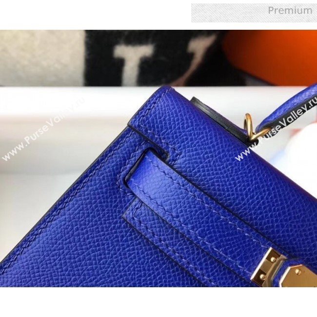 Hermes Mini Kelly II Handbag in Original Epsom Leather Electric Blue (Gold Hardware) (FL-20043013)
