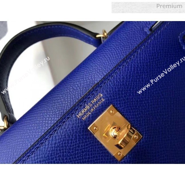 Hermes Mini Kelly II Handbag in Original Epsom Leather Electric Blue (Gold Hardware) (FL-20043013)