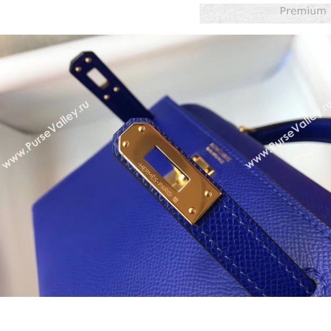 Hermes Mini Kelly II Handbag in Original Epsom Leather Electric Blue (Gold Hardware) (FL-20043013)