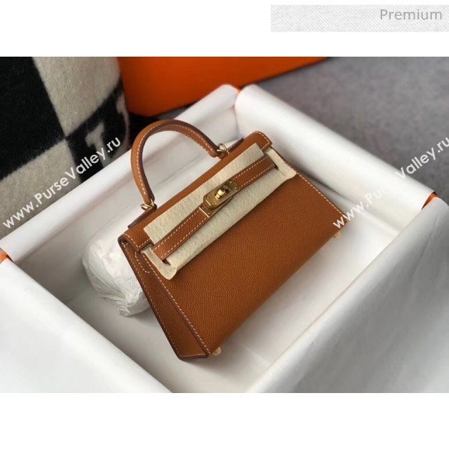 Hermes Mini Kelly II Handbag in Original Epsom Leather Brown (Gold Hardware) (FL-20043016)