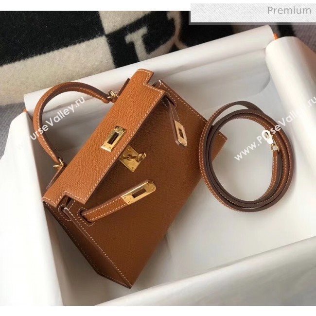 Hermes Mini Kelly II Handbag in Original Epsom Leather Brown (Gold Hardware) (FL-20043016)