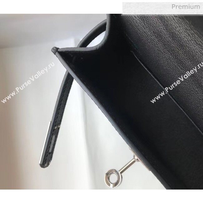 Hermes Mini Kelly II Handbag in Original Epsom Leather Black (Silver Hardware) (FL-20043020)