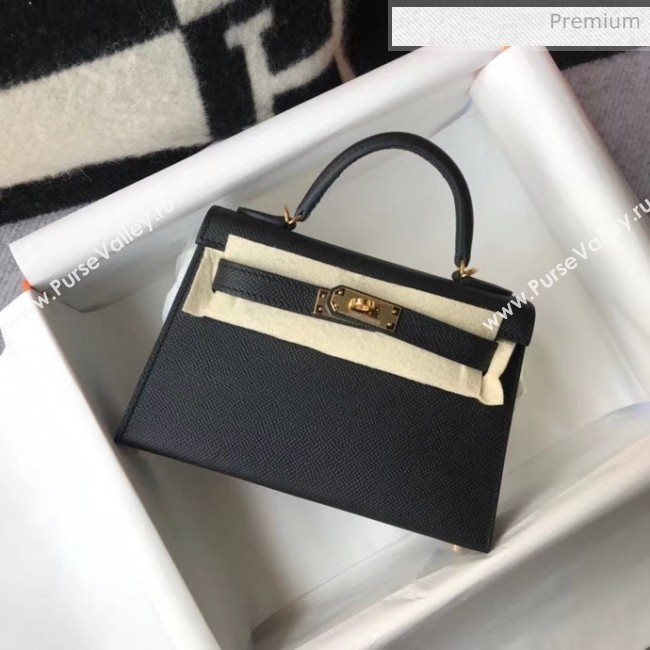 Hermes Mini Kelly II Handbag in Original Epsom Leather Black (Gold Hardware) (FL-20043021)