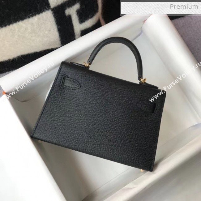 Hermes Mini Kelly II Handbag in Original Epsom Leather Black (Gold Hardware) (FL-20043021)
