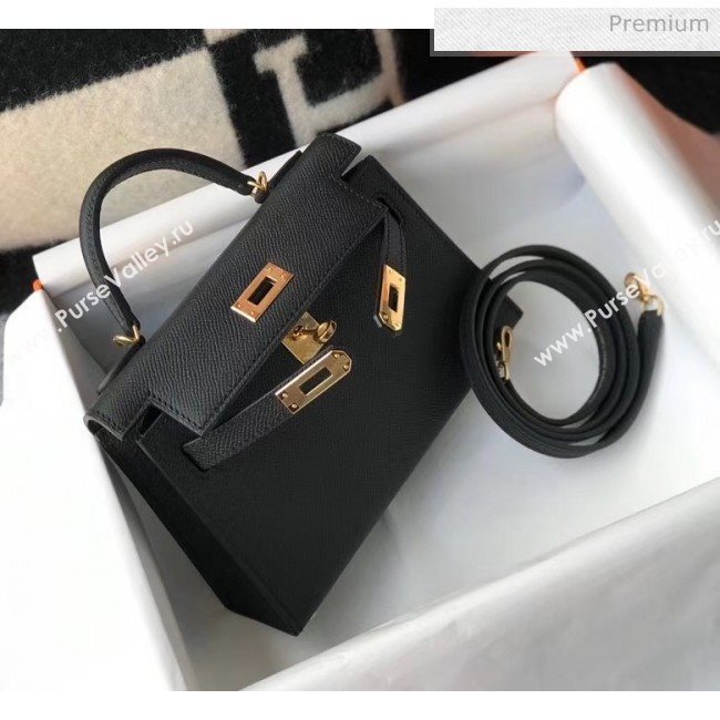 Hermes Mini Kelly II Handbag in Original Epsom Leather Black (Gold Hardware) (FL-20043021)