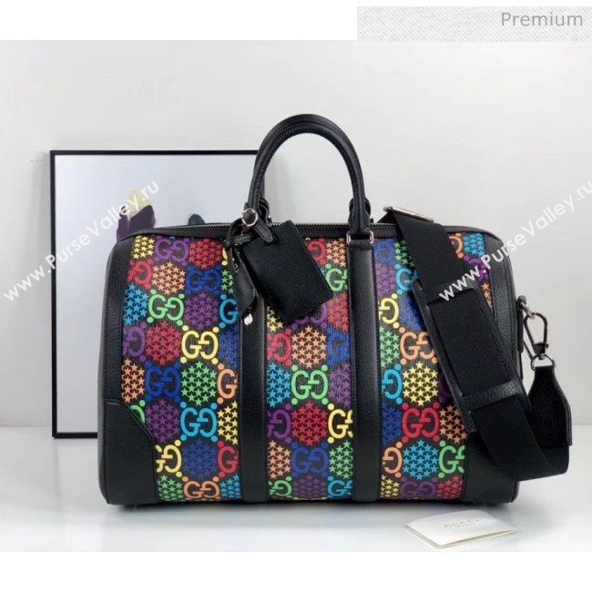 Gucci Medium GG Psychedelic Carry-on Duffle Bag 601294 Black/Multicolor 2020 (DHL-20043034)