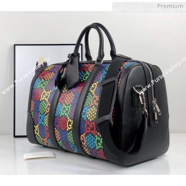 Gucci Medium GG Psychedelic Carry-on Duffle Bag 601294 Black/Multicolor 2020 (DHL-20043034)