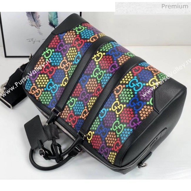 Gucci Medium GG Psychedelic Carry-on Duffle Bag 601294 Black/Multicolor 2020 (DHL-20043034)