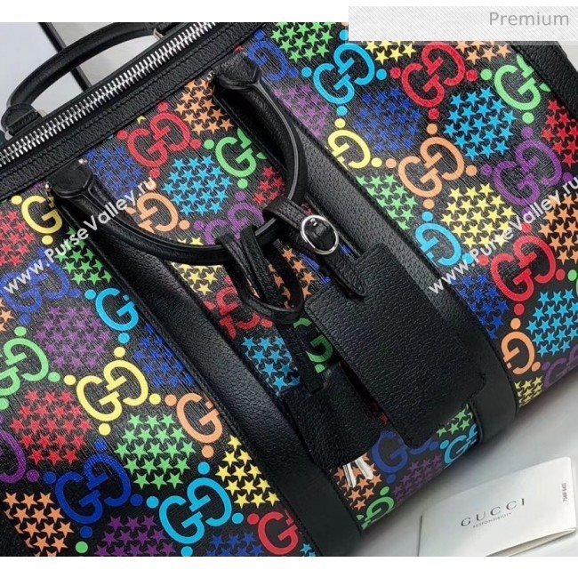 Gucci Medium GG Psychedelic Carry-on Duffle Bag 601294 Black/Multicolor 2020 (DHL-20043034)