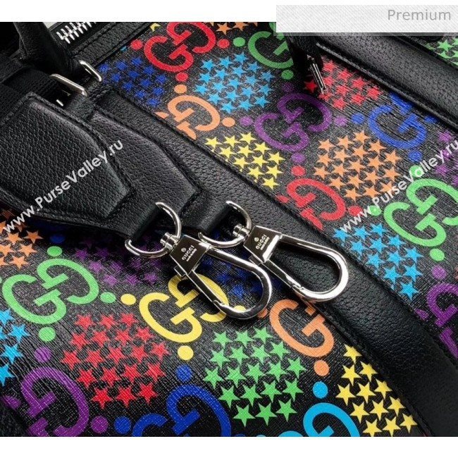 Gucci Medium GG Psychedelic Carry-on Duffle Bag 601294 Black/Multicolor 2020 (DHL-20043034)