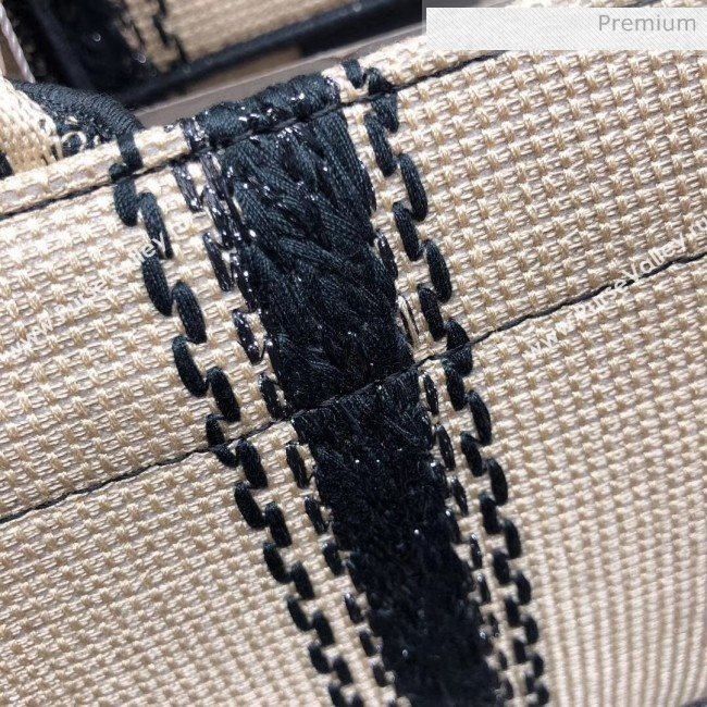 Dior Large Book Tote with Stripes Embroidery Beige/Black 2020 (XXG-20042929)