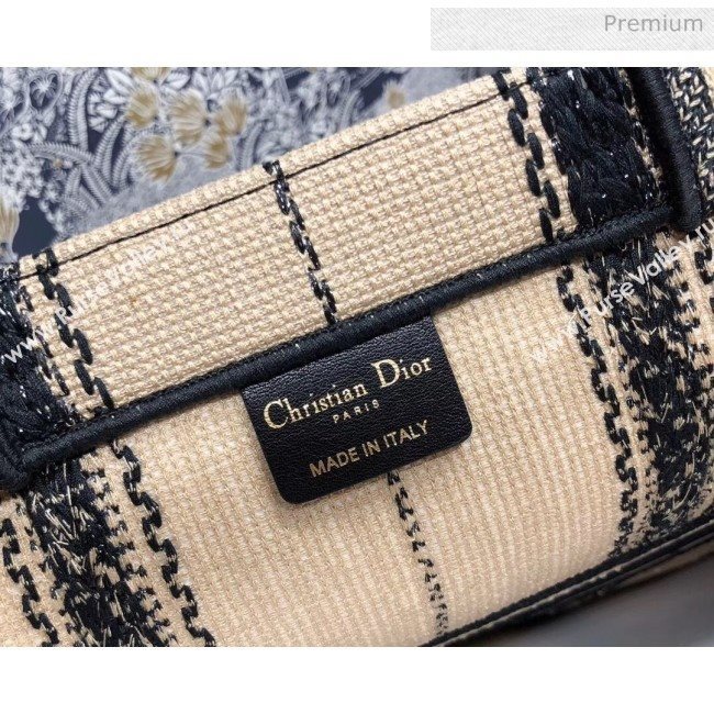 Dior Large Book Tote with Stripes Embroidery Beige/Black 2020 (XXG-20042929)