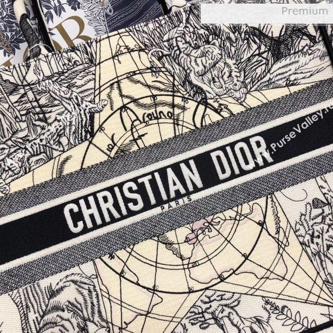 Dior Large Book Tote with Star Embroidery White/Black 2020 (XXG-20042931)