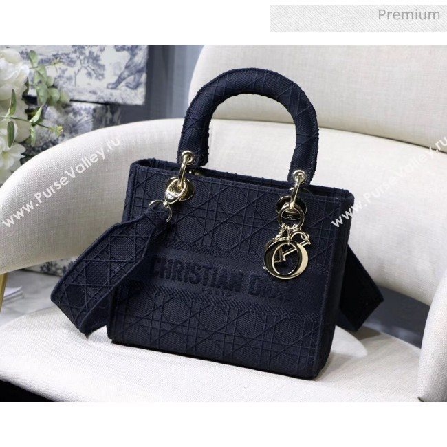 Dior Medium Lady D-Lite Embroidered Cannage Bag Black 020 (XXG-20042932)