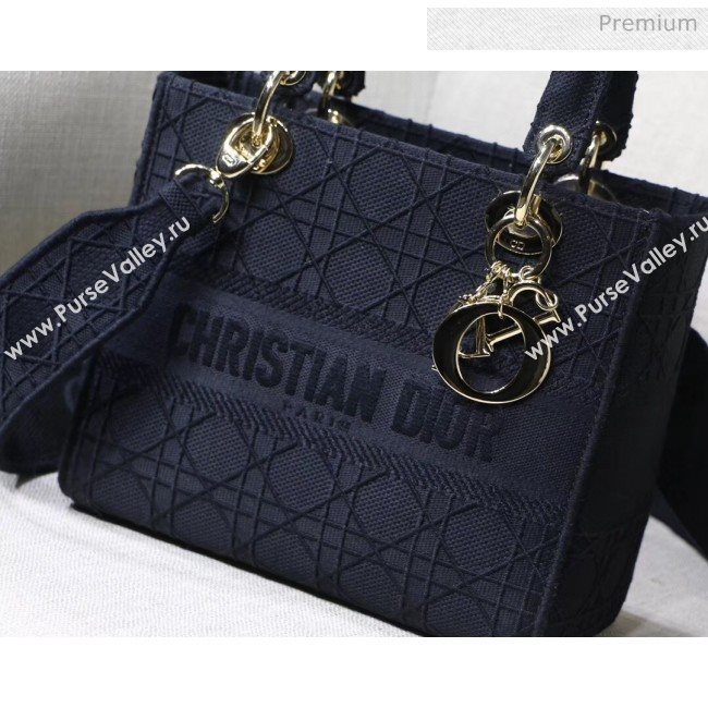 Dior Medium Lady D-Lite Embroidered Cannage Bag Black 020 (XXG-20042932)