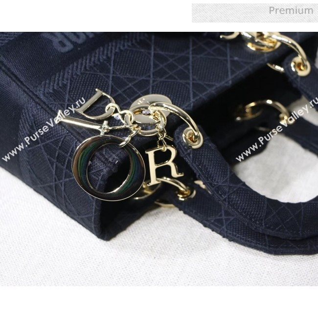 Dior Medium Lady D-Lite Embroidered Cannage Bag Black 020 (XXG-20042932)