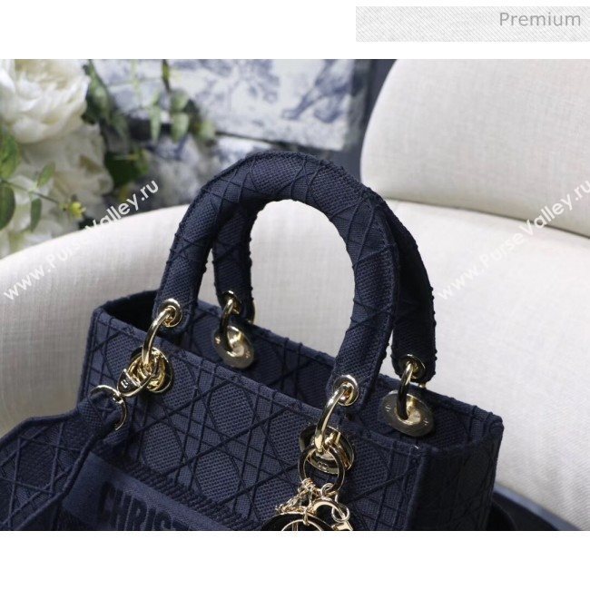 Dior Medium Lady D-Lite Embroidered Cannage Bag Black 020 (XXG-20042932)