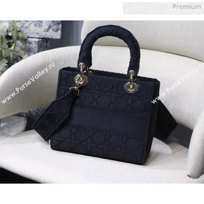 Dior Medium Lady D-Lite Embroidered Cannage Bag Black 020 (XXG-20042932)