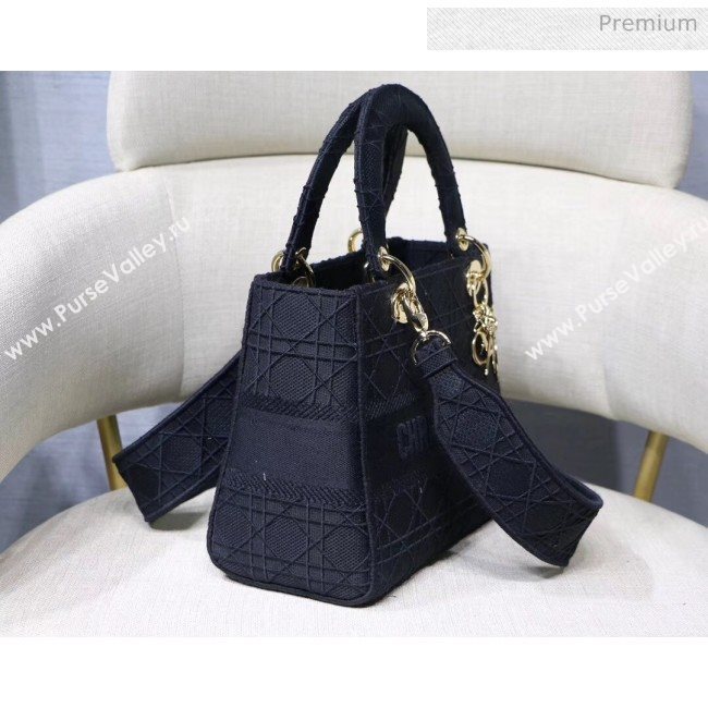 Dior Medium Lady D-Lite Embroidered Cannage Bag Black 020 (XXG-20042932)