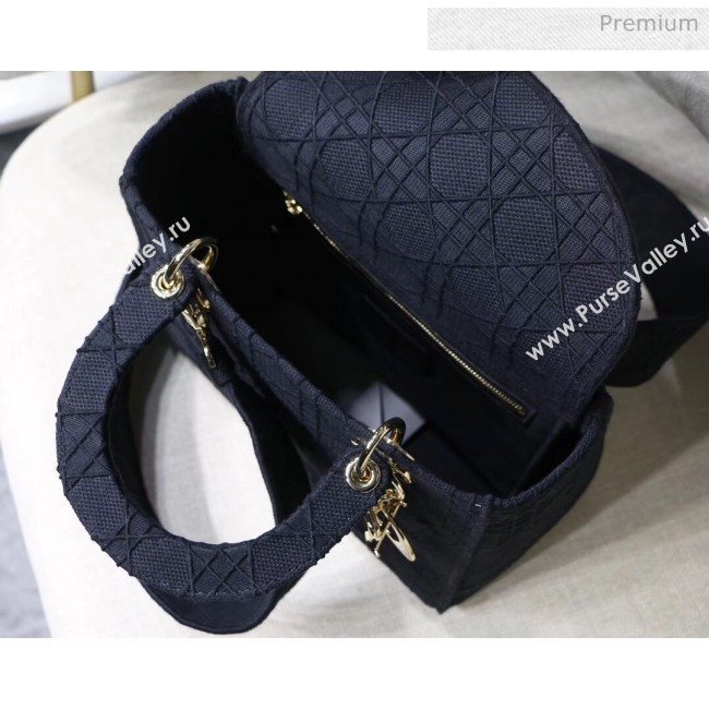 Dior Medium Lady D-Lite Embroidered Cannage Bag Black 020 (XXG-20042932)