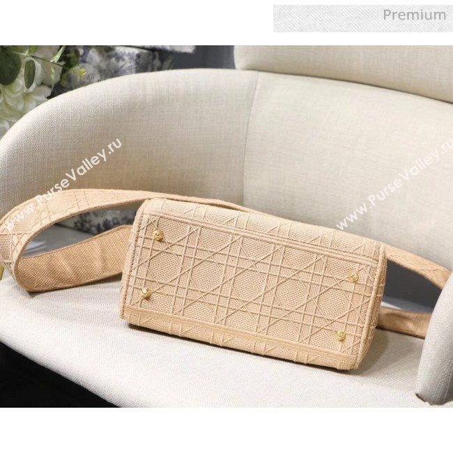Dior Medium Lady D-Lite Embroidered Cannage Bag Beige 2020 (XXG-20042933)