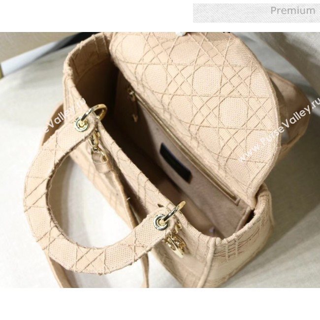 Dior Medium Lady D-Lite Embroidered Cannage Bag Beige 2020 (XXG-20042933)