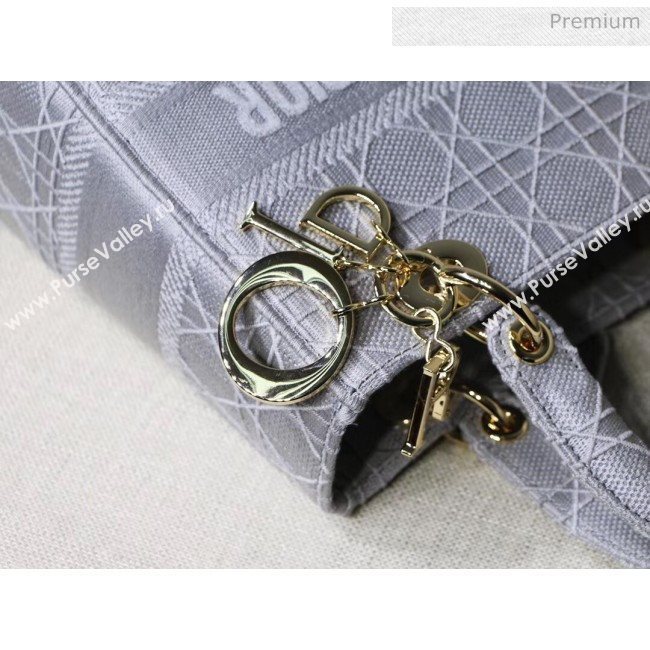 Dior Medium Lady D-Lite Embroidered Cannage Bag Grey 2020 (XXG-20042935)