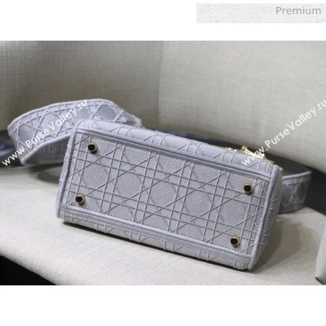 Dior Medium Lady D-Lite Embroidered Cannage Bag Grey 2020 (XXG-20042935)