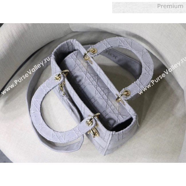 Dior Medium Lady D-Lite Embroidered Cannage Bag Grey 2020 (XXG-20042935)