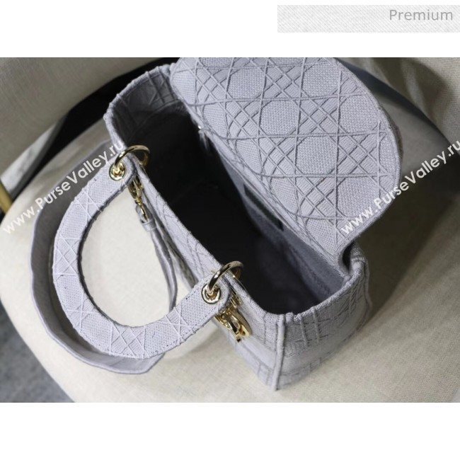 Dior Medium Lady D-Lite Embroidered Cannage Bag Grey 2020 (XXG-20042935)