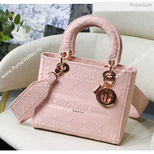 Dior Medium Lady D-Lite Embroidered Cannage Bag Pink 2020 (XXG-20042934)