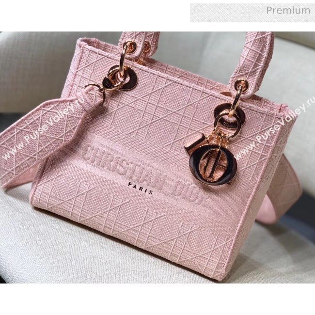 Dior Medium Lady D-Lite Embroidered Cannage Bag Pink 2020 (XXG-20042934)