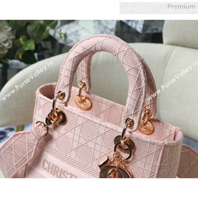 Dior Medium Lady D-Lite Embroidered Cannage Bag Pink 2020 (XXG-20042934)