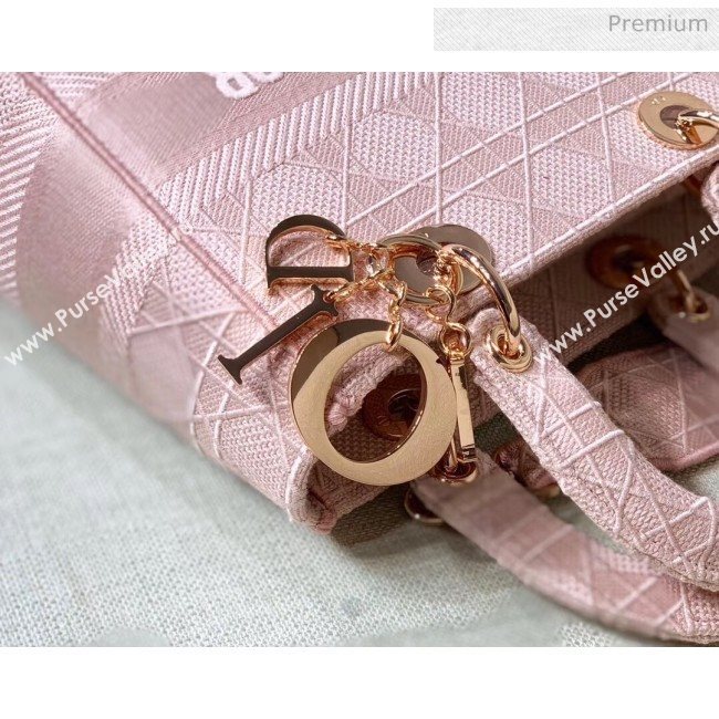 Dior Medium Lady D-Lite Embroidered Cannage Bag Pink 2020 (XXG-20042934)
