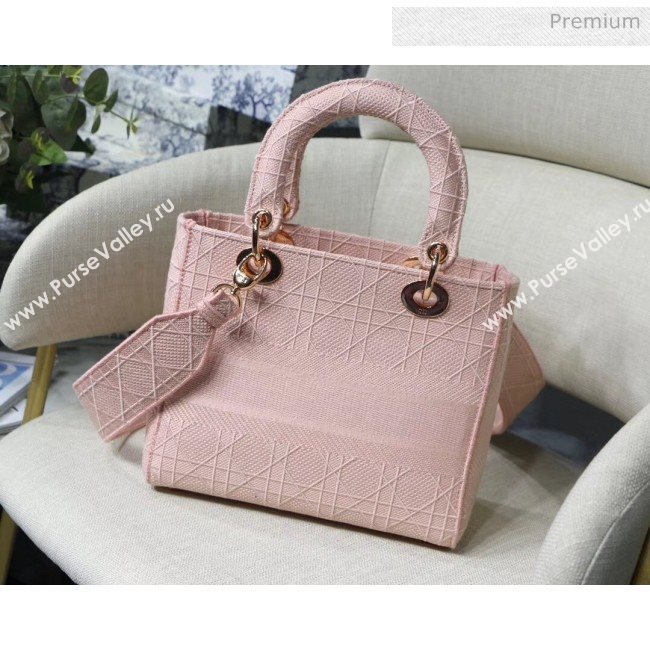 Dior Medium Lady D-Lite Embroidered Cannage Bag Pink 2020 (XXG-20042934)