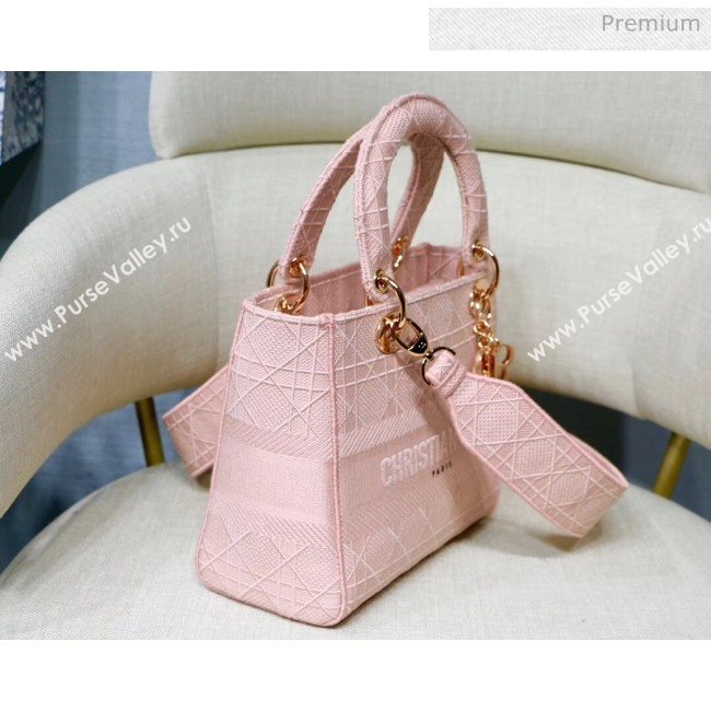 Dior Medium Lady D-Lite Embroidered Cannage Bag Pink 2020 (XXG-20042934)