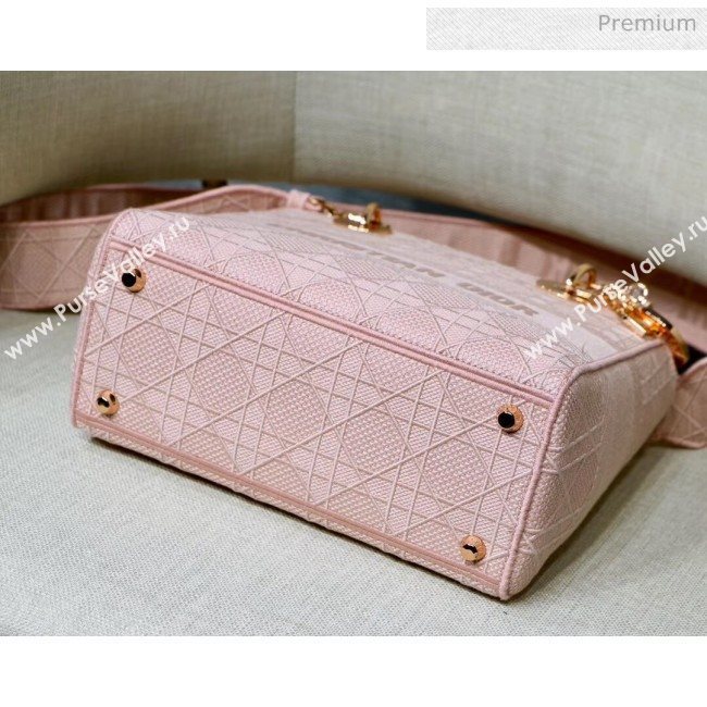 Dior Medium Lady D-Lite Embroidered Cannage Bag Pink 2020 (XXG-20042934)