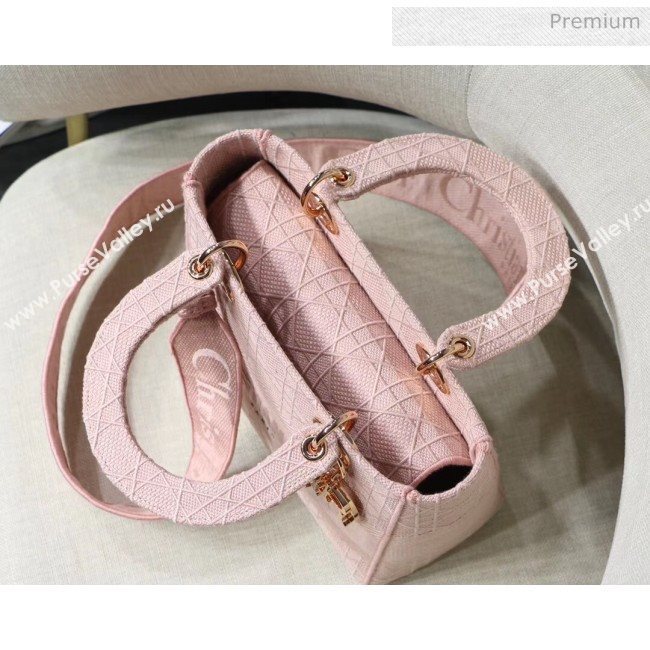 Dior Medium Lady D-Lite Embroidered Cannage Bag Pink 2020 (XXG-20042934)