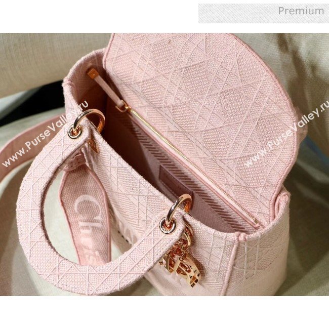 Dior Medium Lady D-Lite Embroidered Cannage Bag Pink 2020 (XXG-20042934)