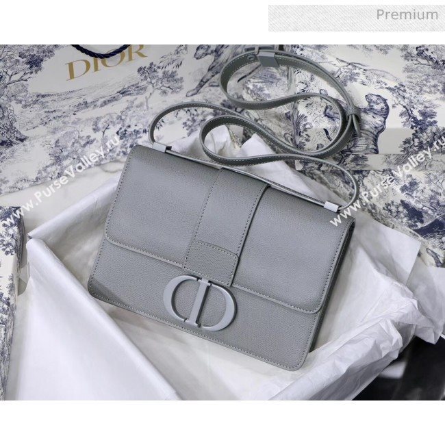 Dior 30 Montaigne Stamped Grain Calfskin Flap Bag With Matte Tonal CD Clasp Grey Stone 2020 (XXG-20042936)