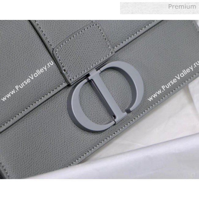 Dior 30 Montaigne Stamped Grain Calfskin Flap Bag With Matte Tonal CD Clasp Grey Stone 2020 (XXG-20042936)