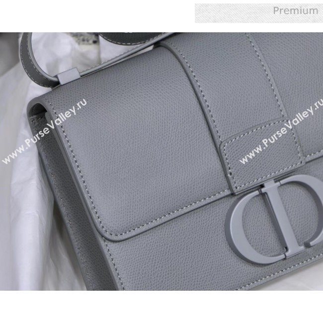 Dior 30 Montaigne Stamped Grain Calfskin Flap Bag With Matte Tonal CD Clasp Grey Stone 2020 (XXG-20042936)