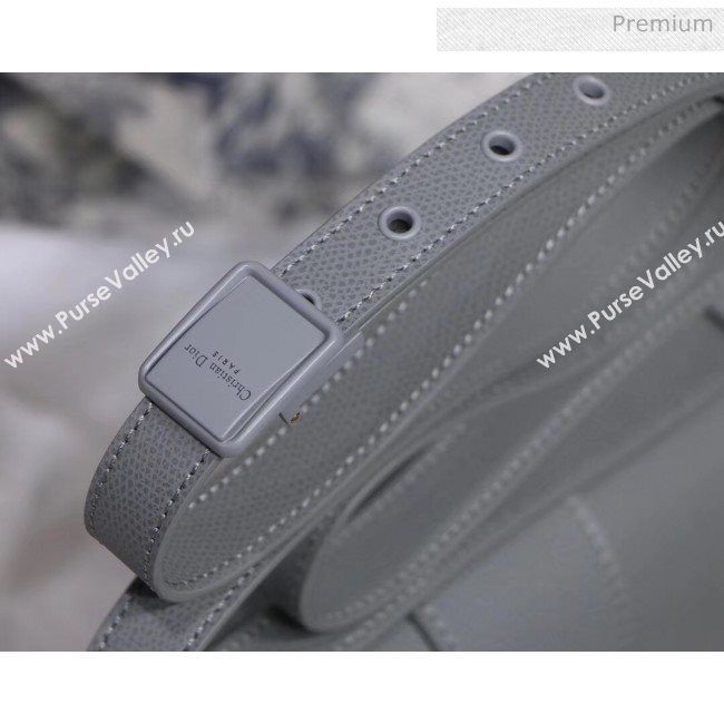 Dior 30 Montaigne Stamped Grain Calfskin Flap Bag With Matte Tonal CD Clasp Grey Stone 2020 (XXG-20042936)