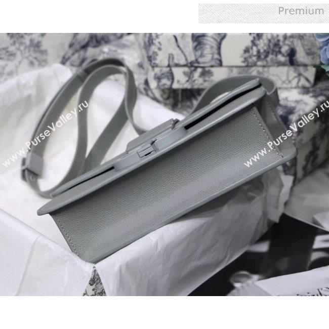 Dior 30 Montaigne Stamped Grain Calfskin Flap Bag With Matte Tonal CD Clasp Grey Stone 2020 (XXG-20042936)