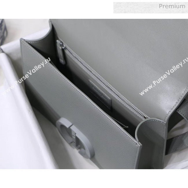 Dior 30 Montaigne Stamped Grain Calfskin Flap Bag With Matte Tonal CD Clasp Grey Stone 2020 (XXG-20042936)